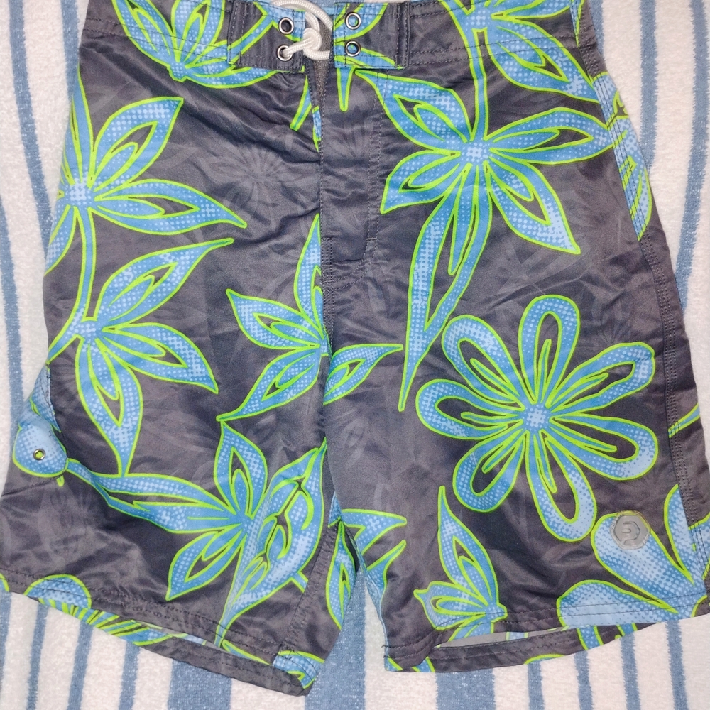 OP Boys Floral OpShorts - Blue & Lime Size M